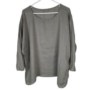 CP Shades Gray Sibella Linen Tunic Top, Size S